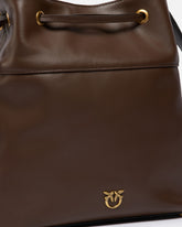 Leather bucket bag with Love Birds logo - | Pinko