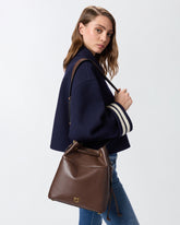 Leather bucket bag with Love Birds logo - | Pinko