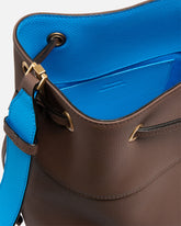 Medium full-grain leather bucket bag with Love Birds logo - | Pinko