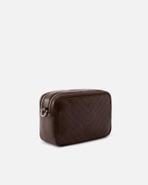 Medium chevron leather camera bag with strap - | Pinko