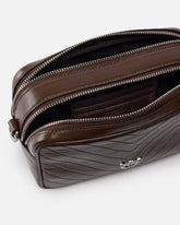 Medium chevron leather camera bag with strap - | Pinko