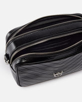 Medium chevron leather camera bag with strap - | Pinko
