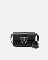 Skórzana miękka torebka na ramię Mini Love Bag - Czarny | Pinko
