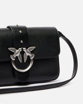 Skórzana miękka torebka na ramię Mini Love Bag - Czarny | Pinko