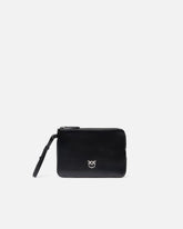 Pochette squadrata da polso con logo uccellini in pelle lucida - | Pinko