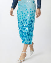 Gonna longuette georgette sfumata con paillettes e strass - | Pinko
