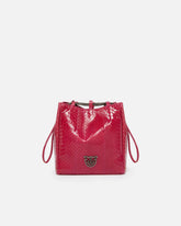 PINKO Galleria mini bucket bag in shiny reptile skin - | Pinko