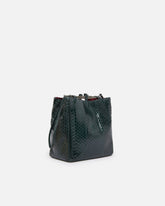 PINKO Galleria mini bucket bag in shiny reptile skin - | Pinko