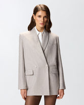 Oversized double-breasted blazer with rhinestones - | Pinko