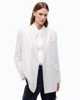 Oversized double-breasted jacket with rhinestones - White | Pinko