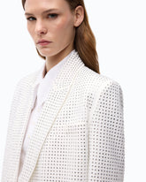 Giacca doppiopetto oversize con strass - Bianco | Pinko