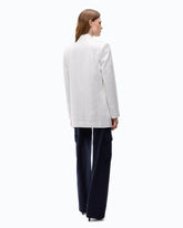 Oversized double-breasted jacket with rhinestones - White | Pinko