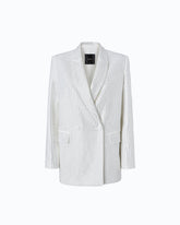 Giacca doppiopetto oversize con strass - Bianco | Pinko