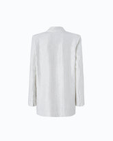 Oversized double-breasted jacket with rhinestones - White | Pinko