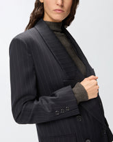 Blazer gessato doppiopetto in lana - | Pinko