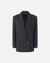 Double-breasted pinstripe blazer in wool - | Pinko