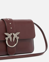 Borsa media a spalla Love Bag in pelle - Burgundy | Pinko