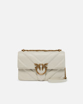 Medium Love Bag pebbled leather crossbody bag with V-shaped pattern and logo - White | Pinko
