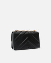 Borsa a tracolla media Love Bag in pelle bottalata con disegno a V e logo - Nero | Pinko
