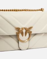 Borsa a tracolla media Love Bag One Light in nappa chevron - Bianco | Pinko