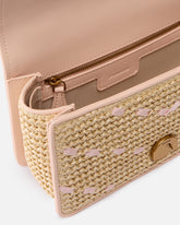Petit sac à main Mini Love Bag One Light en raphia à chevrons et cuir - | Pinko