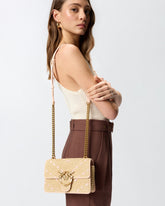 Mini Love Bag One Light small handbag in chevron raffia and leather - | Pinko