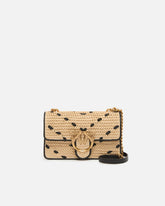 Mini Love Bag One Light small handbag in chevron raffia and leather - Multicolor Yellow-Black | Pinko
