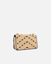 Bolso de mano pequeño Mini Love Bag One Light de rafia chevrón y piel - | Pinko