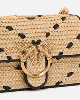 Petit sac à main Mini Love Bag One Light en raphia à chevrons et cuir - | Pinko