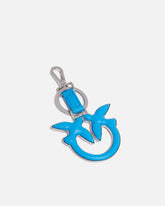 Leather key ring with carabiner and logo - | Pinko