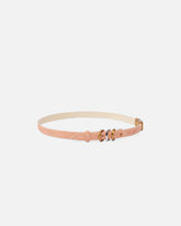 Cintura sottile 2cm in suede con anellini logati - | Pinko