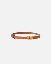 Cintura sottile 2cm in suede con anellini logati - | Pinko