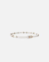 Cintura sottile 1,5cm cuoio con anelle in metallo - | Pinko