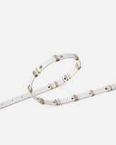 Cintura sottile 1,5cm cuoio con anelle in metallo - | Pinko