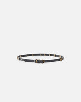 Cintura sottile 1,5cm cuoio con anelle in metallo - | Pinko