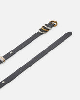 Cintura sottile 1,5cm cuoio con anelle in metallo - | Pinko
