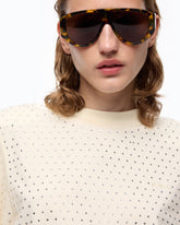 T-shirt con strass e logo - | Pinko