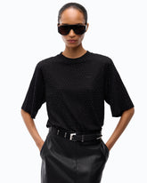 T-shirt con strass e logo - | Pinko