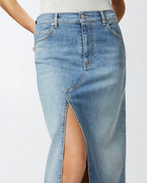 Gonna lunga in denim chiaro con spacco davanti - | Pinko