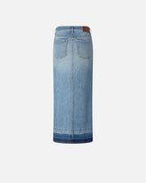 Gonna lunga in denim chiaro con spacco davanti - | Pinko