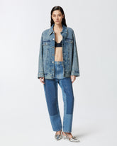 Jeans dritti con mini borchie strass - | Pinko