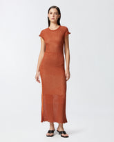 Long summer dress with perforated motif - | Pinko