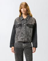 Denim trucker jacket with mini studs - | Pinko