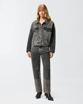 Denim trucker jacket with mini studs - | Pinko