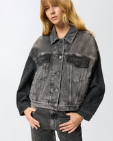 Denim trucker jacket with mini studs - | Pinko