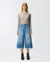 Jeans bermuda lungo con orlo distressed - | Pinko