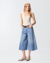 Wide-leg denim Bermuda shorts - | Pinko