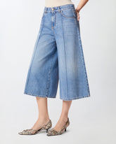 Wide-leg denim Bermuda shorts - | Pinko