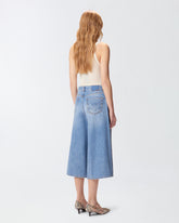 Wide-leg denim Bermuda shorts - | Pinko