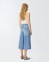 Wide-leg denim Bermuda shorts - | Pinko